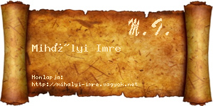 Mihályi Imre névjegykártya